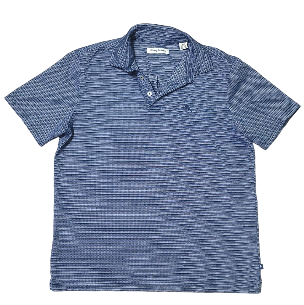 Tommy Bahama Polo Shirt Men's Medium Blue Short Sleeve Golf Modal Blend